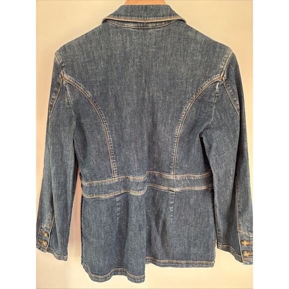 Vtg LL Bean Denim Barn Jacket Womens M Stretch DTD3 Chore Coat Casual Country - Picture 8 of 15